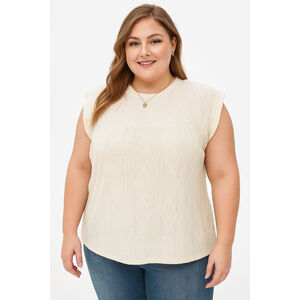 Women’s Plus Size Sleeveless Eyelet Hollow Out Top – Apricot – Size 2XL – NWT